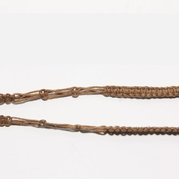 Vintage Artisan Mid-Century Macrame & Horseshoe Nail Pendant Necklace Handmade - Picture 5 of 7